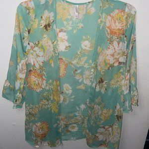 Flower and turquoise top